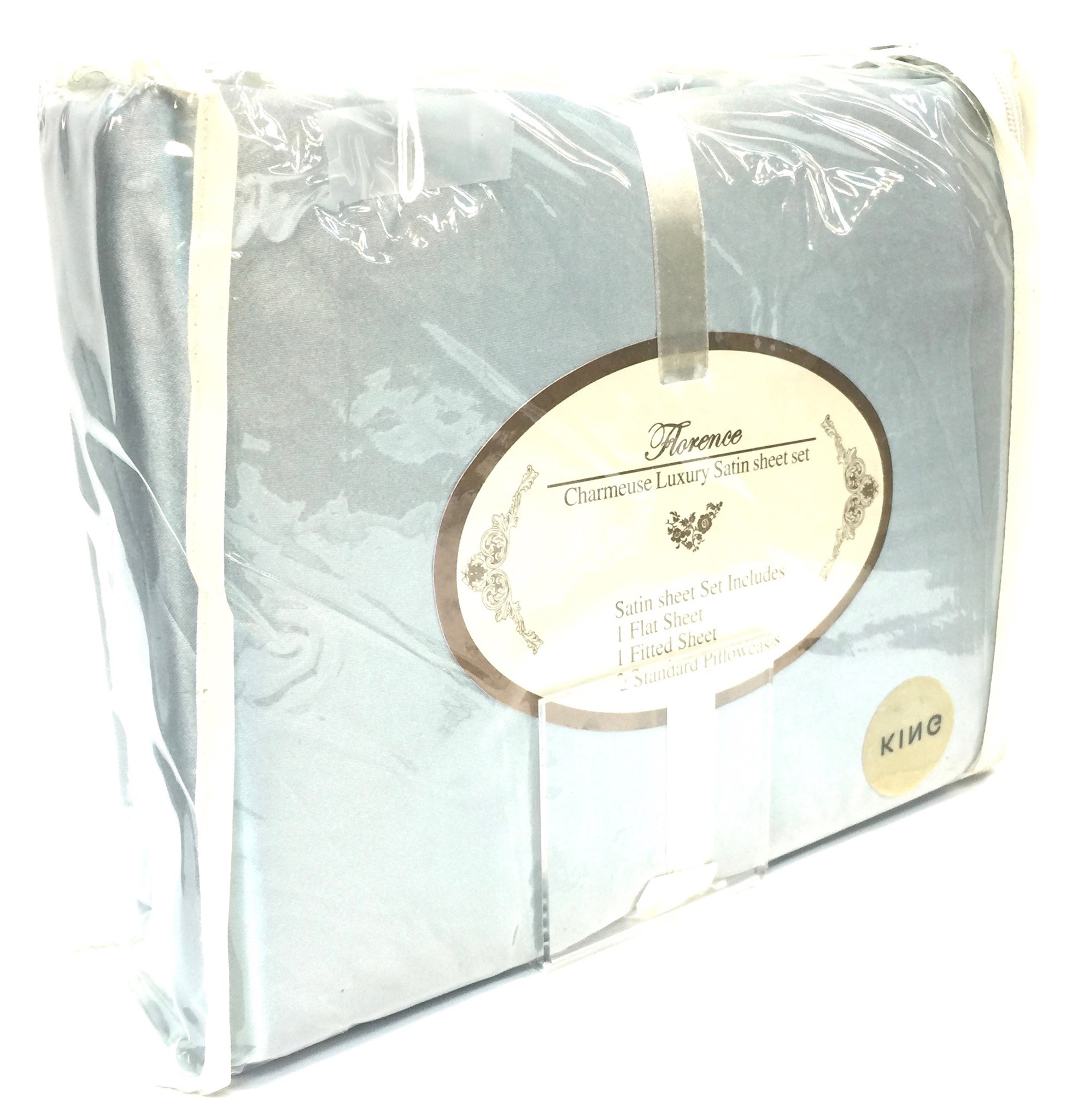 (image for) Satin Bed Sheet Set/4 King - Blue