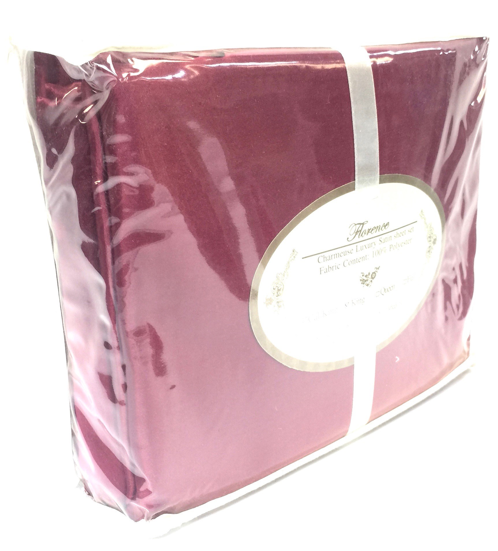 (image for) Satin Bed Sheet Set/4 King - Cabernet