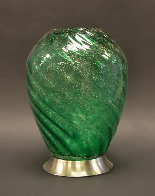 (image for) 14" Clear Green Silver Dot Lamp