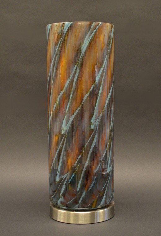 (image for) 17" Dark Choco Blue Line Cylinder Lamp