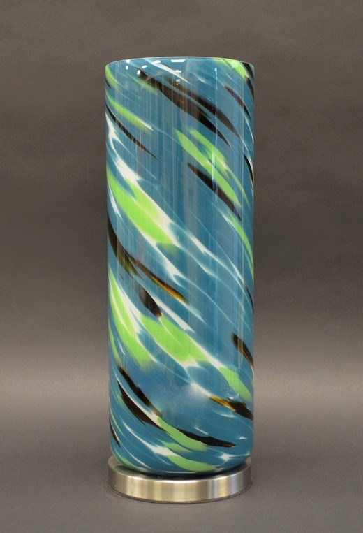 (image for) 17" Turquoise Green Black Cylinder Lamp