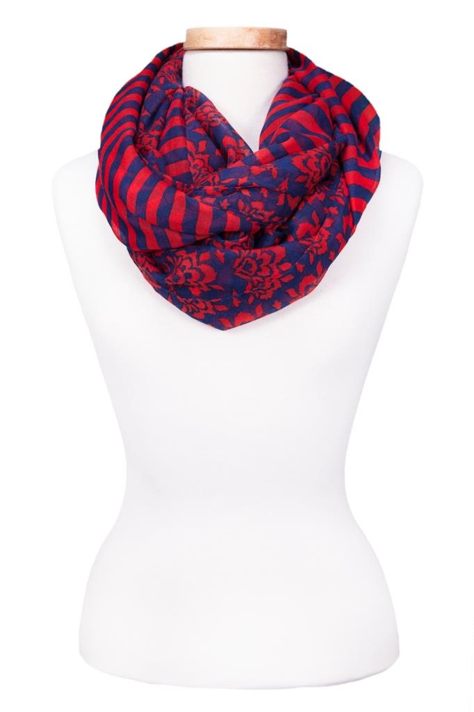 (image for) Infinity Stripe & Floral Scarf Asst*