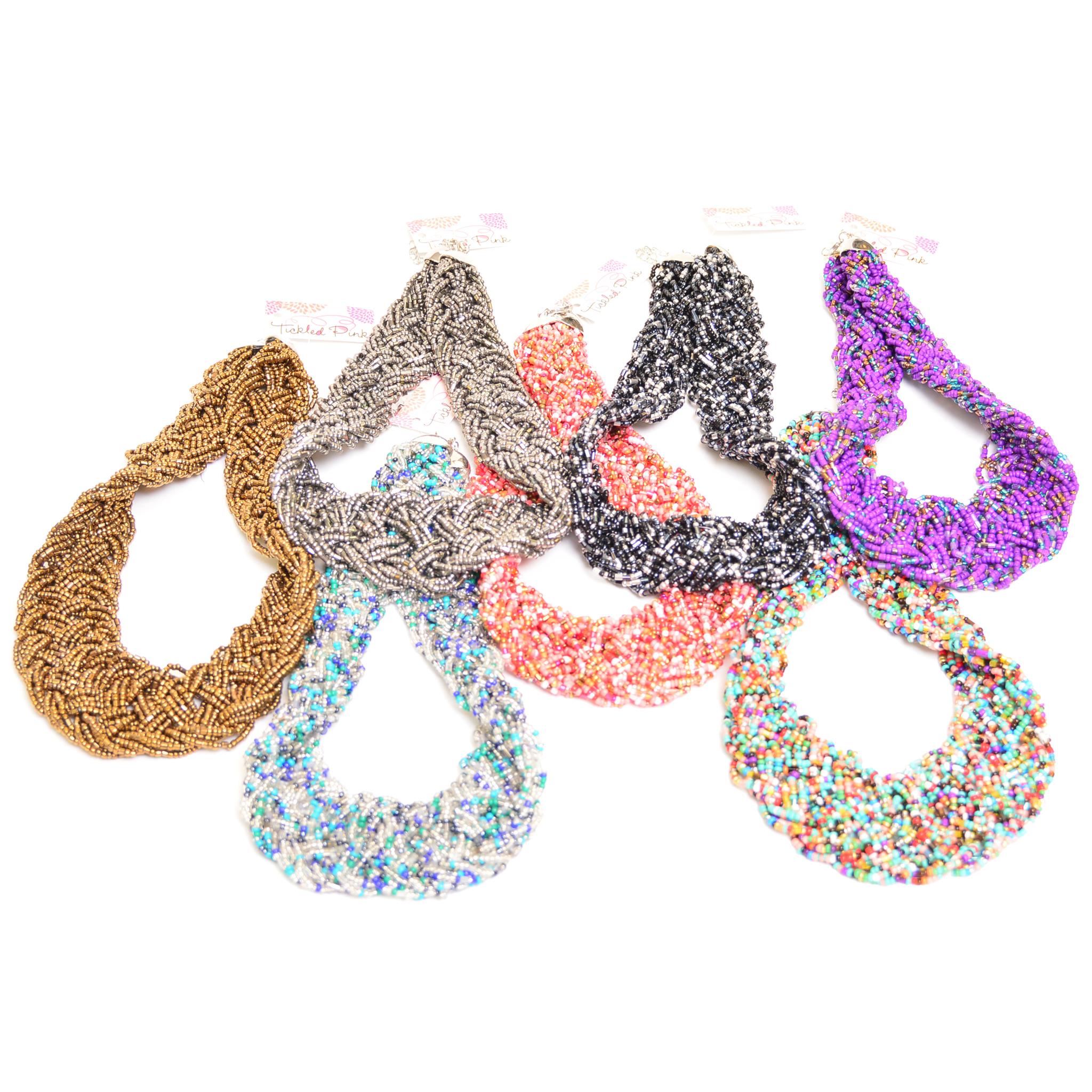 Braided Glass Bead Necklace Assorted (image for) Braided Glass Bead Necklace Assorted