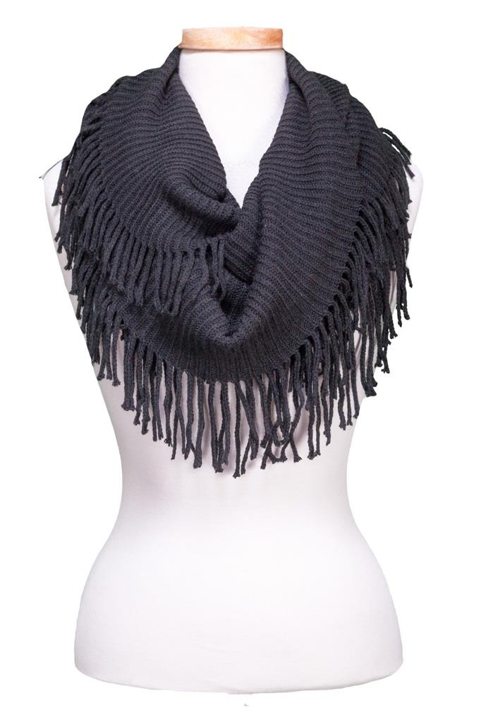 Solid Ribbed Spider Infinity Scarf Asst (image for) Solid Ribbed Spider Infinity Scarf Asst