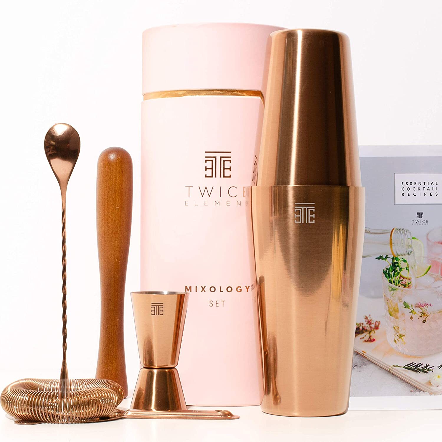 Cocktail Shaker Mixology Set - Rose Gold