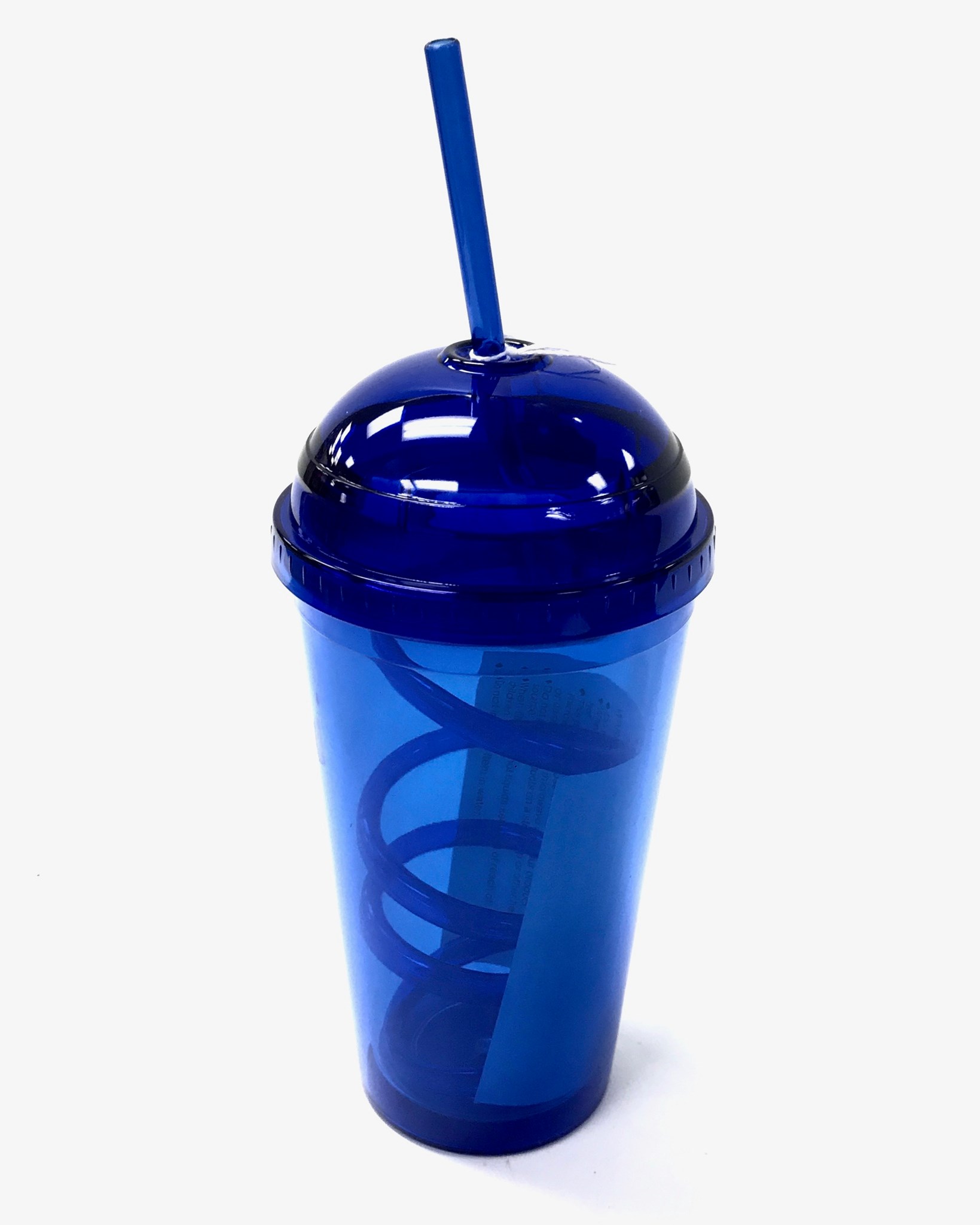 (image for) (126687) Dome Tumbler With Curly Straw 16 Oz - Blue/Blue