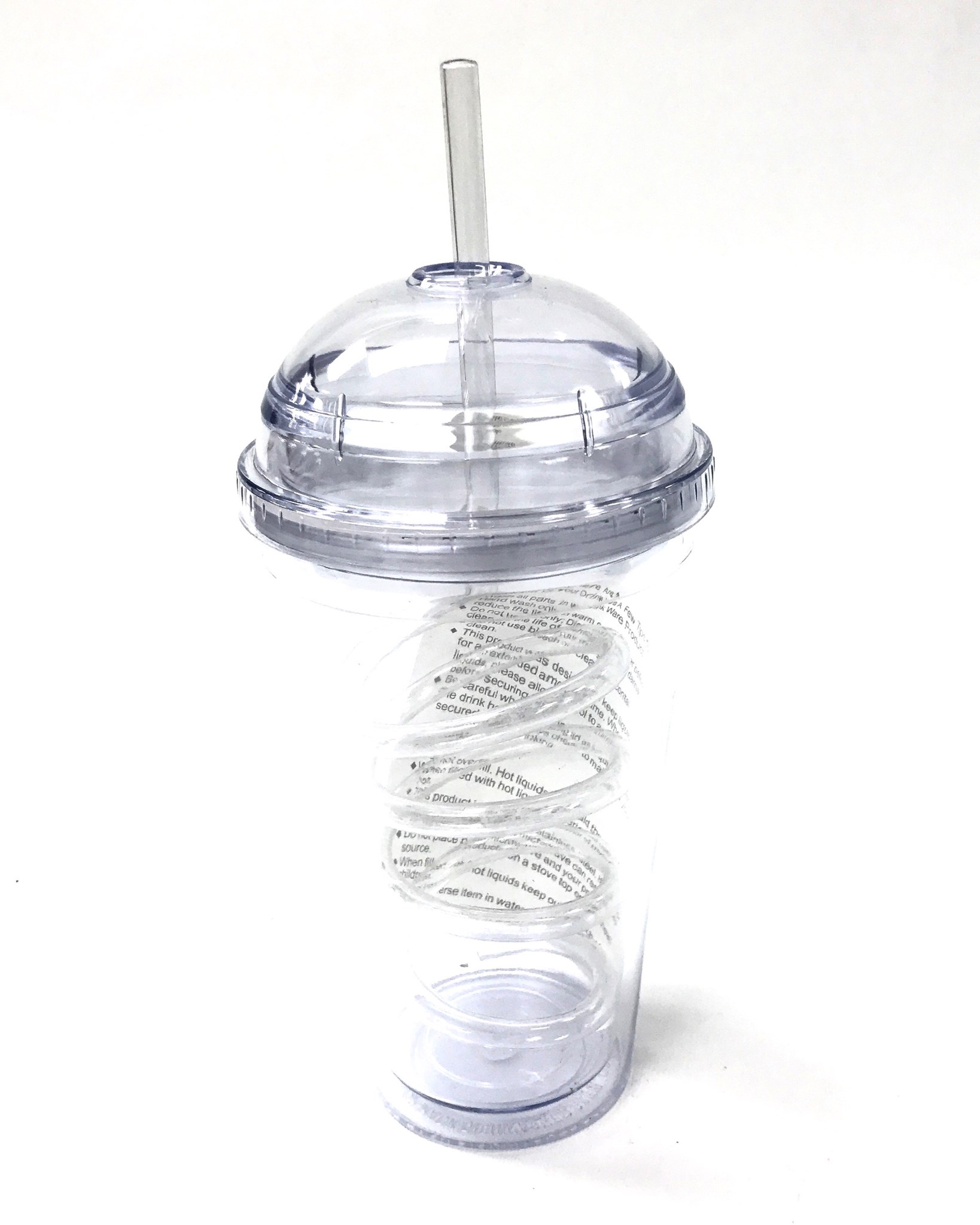 (image for) (126688) Dome Tumbler With Curly Straw 16 Oz - Clear/Clear