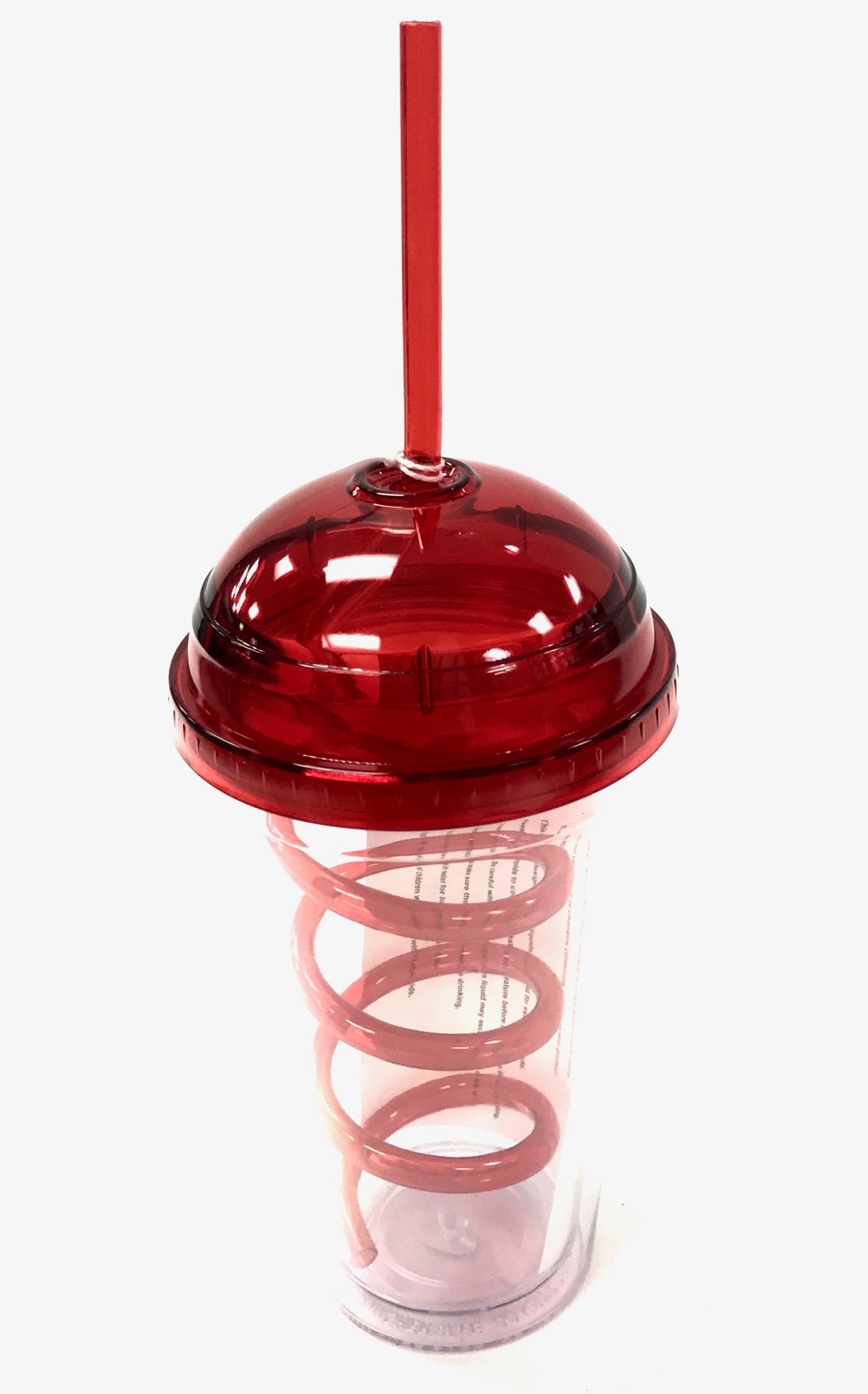 (image for) (126689) Dome Tumbler With Curly Straw 16 Oz - Clear/Red