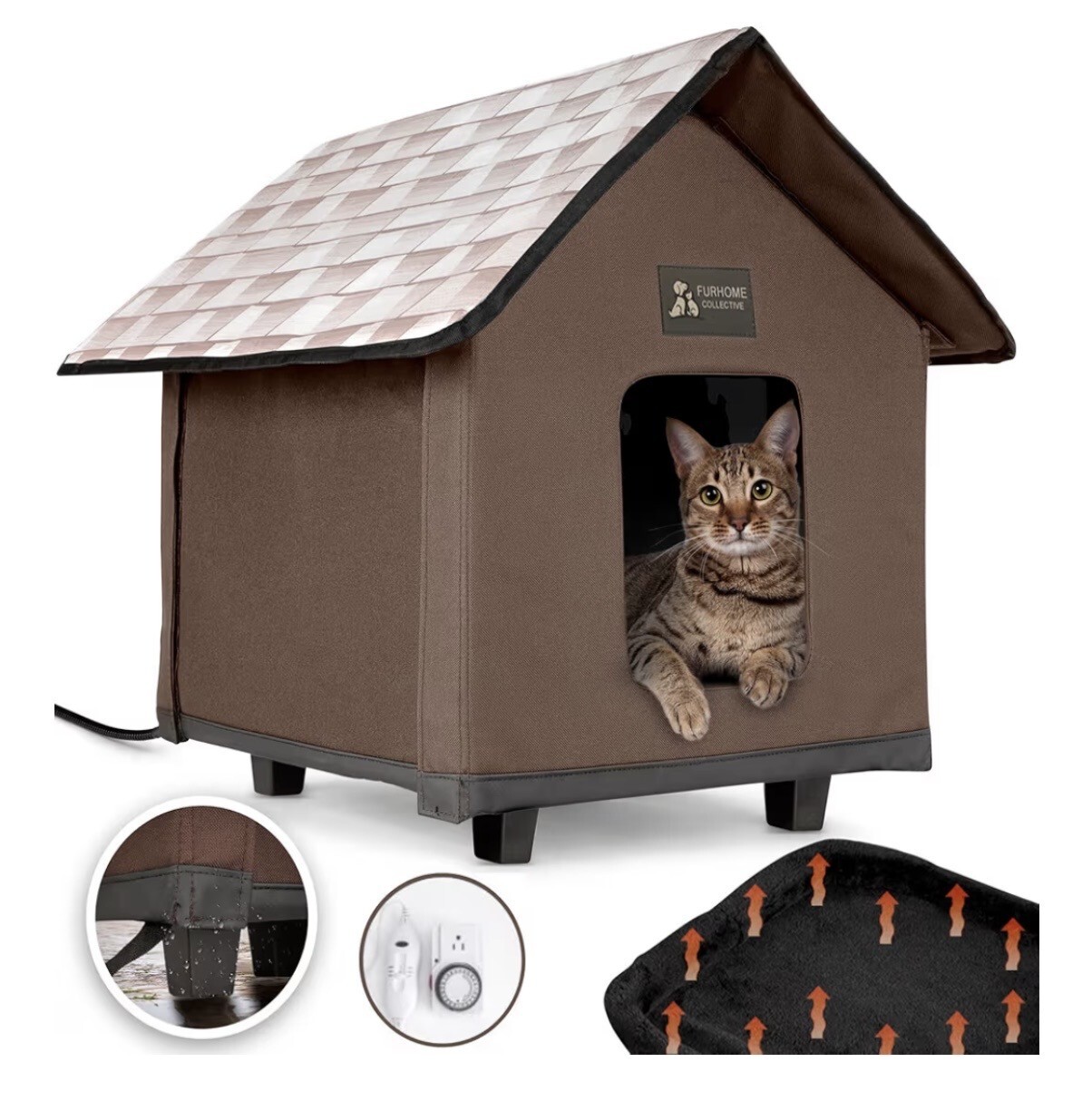 (image for) Heated Indoor/Outdoor Cat House - Chocolate