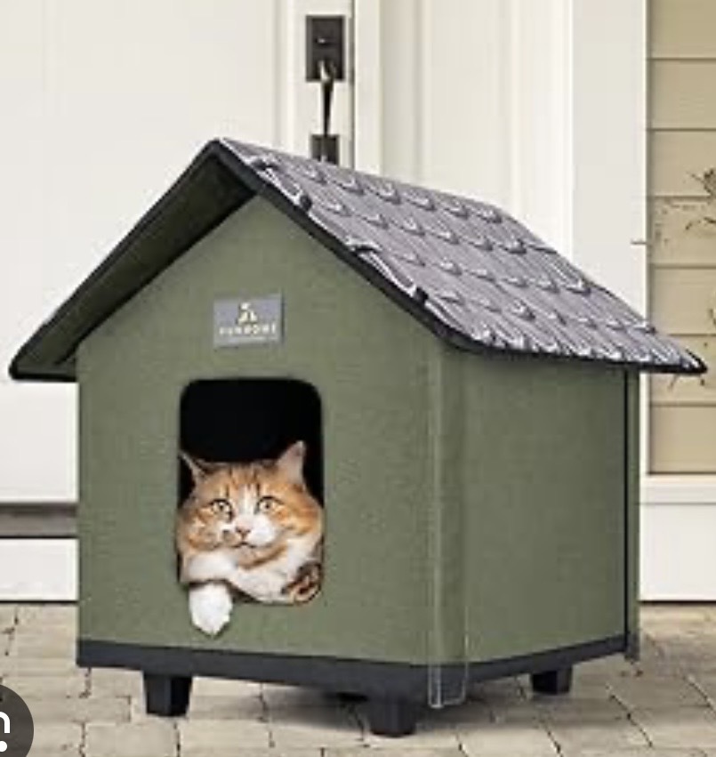 (image for) Heated Indoor/Outdoor Cat House - Olive