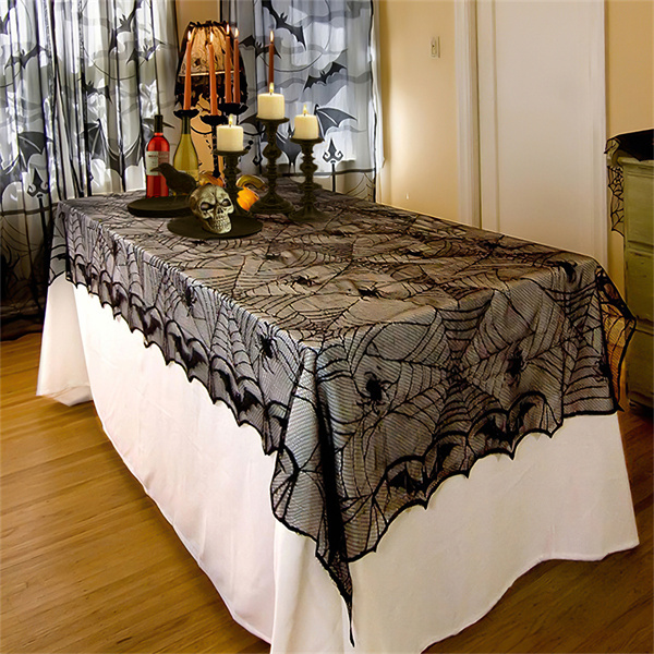 Halloween Lace Bats/Spiders Tablecloth