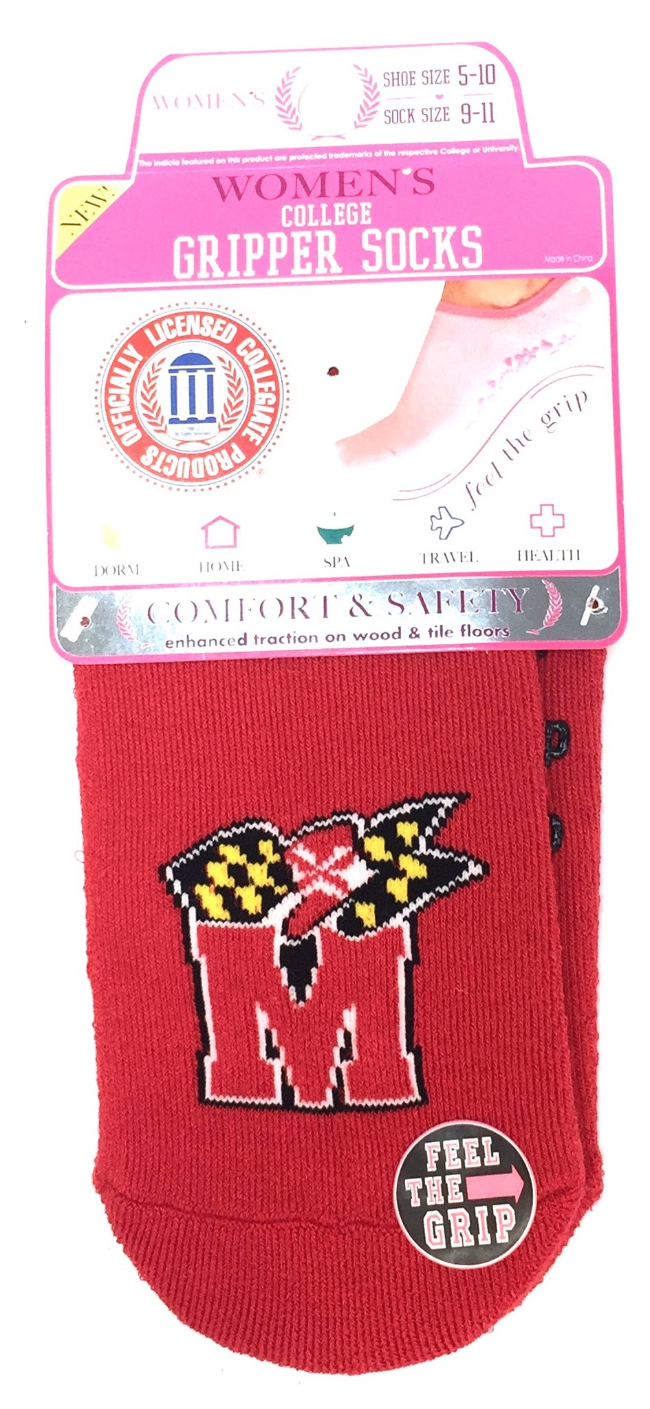 Womens College Gripper Sock - Maryland Terps