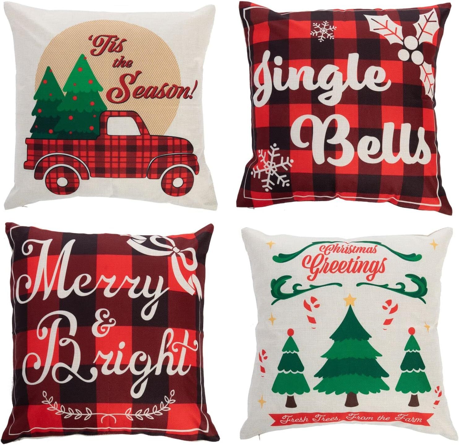 (image for) Set/4 Christmas Mixed Pillow Covers