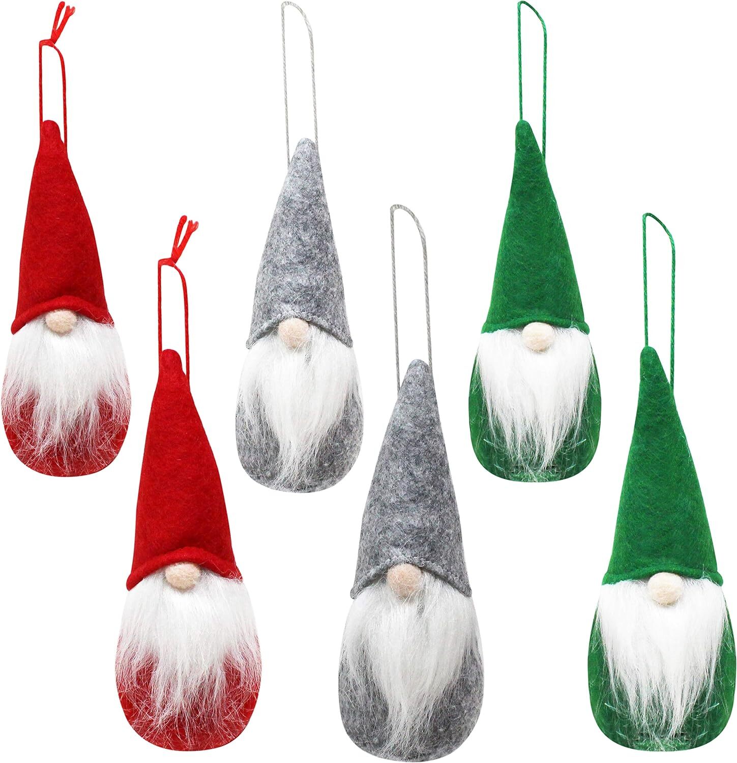 (image for) Set/6 - 6" Red Green Gray Gnome Christmas Gnomes