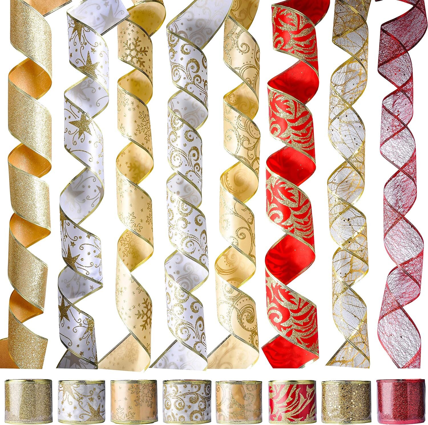 (image for) 8PK Rolls Wired Ribbon 5.5YD