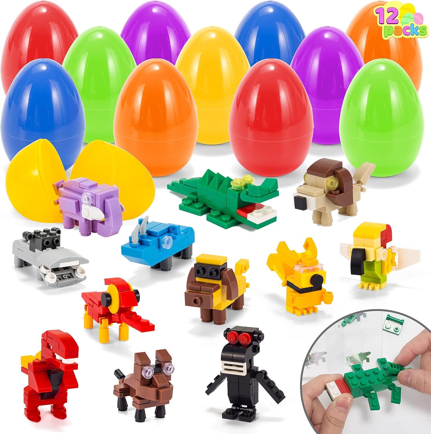(image for) Prefilled Easter Eggs with Sea Animals Building Blocks,12 Pcs