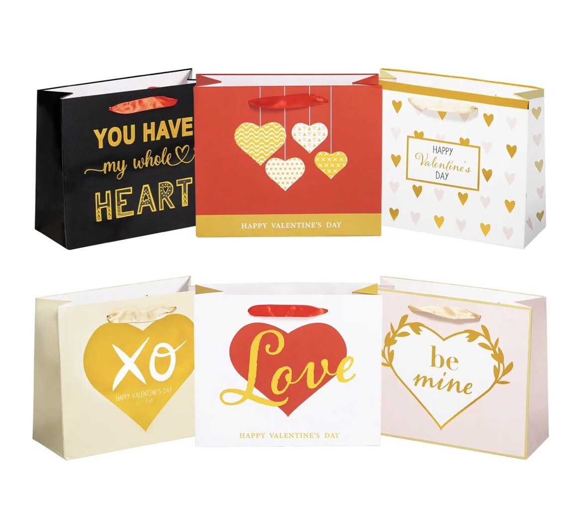 (image for) 12PC Valentine Day Gold Foiled Gift Bags