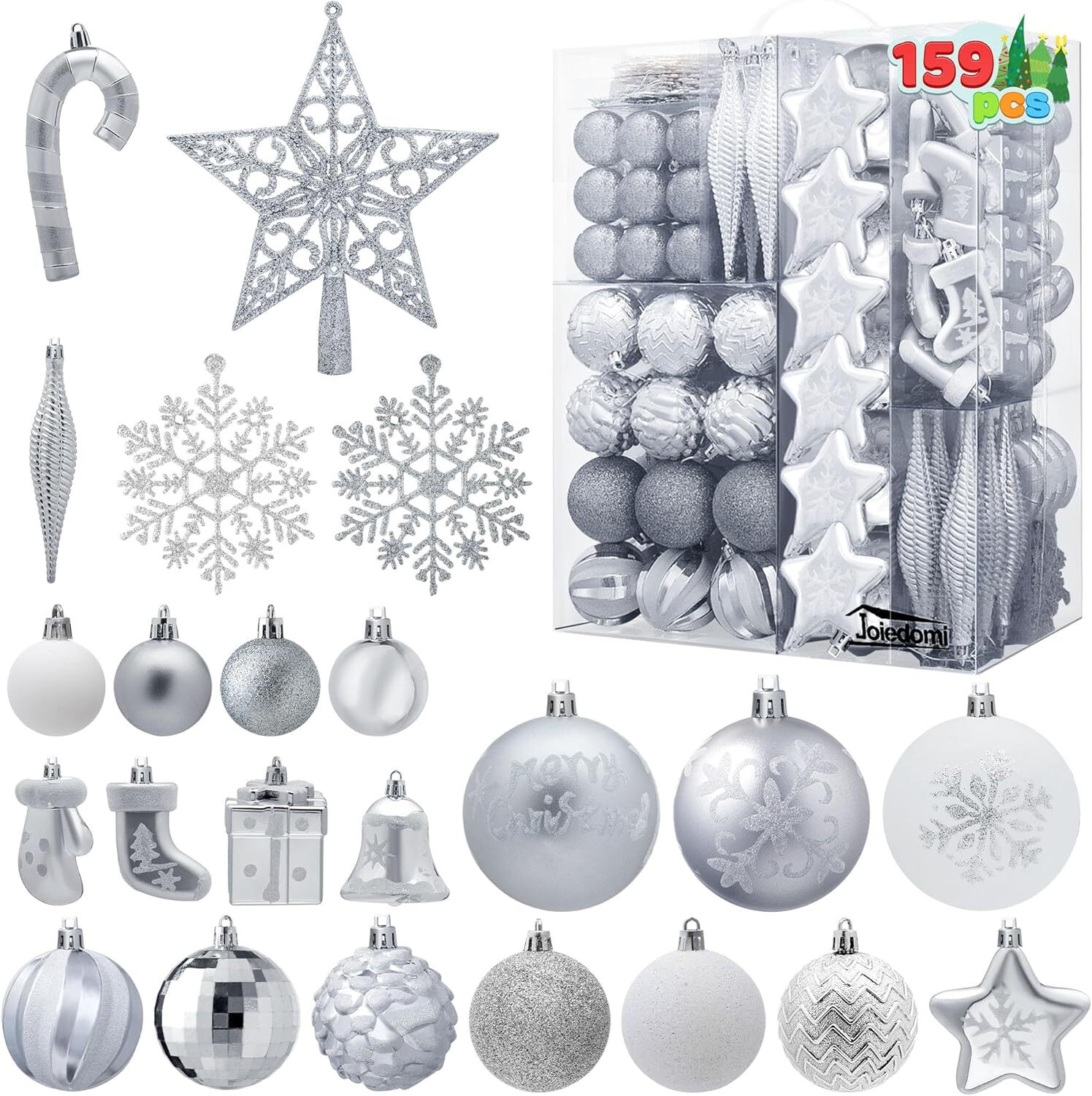 (image for) 157CT Assorted Christmas Ball Ornaments - Silver