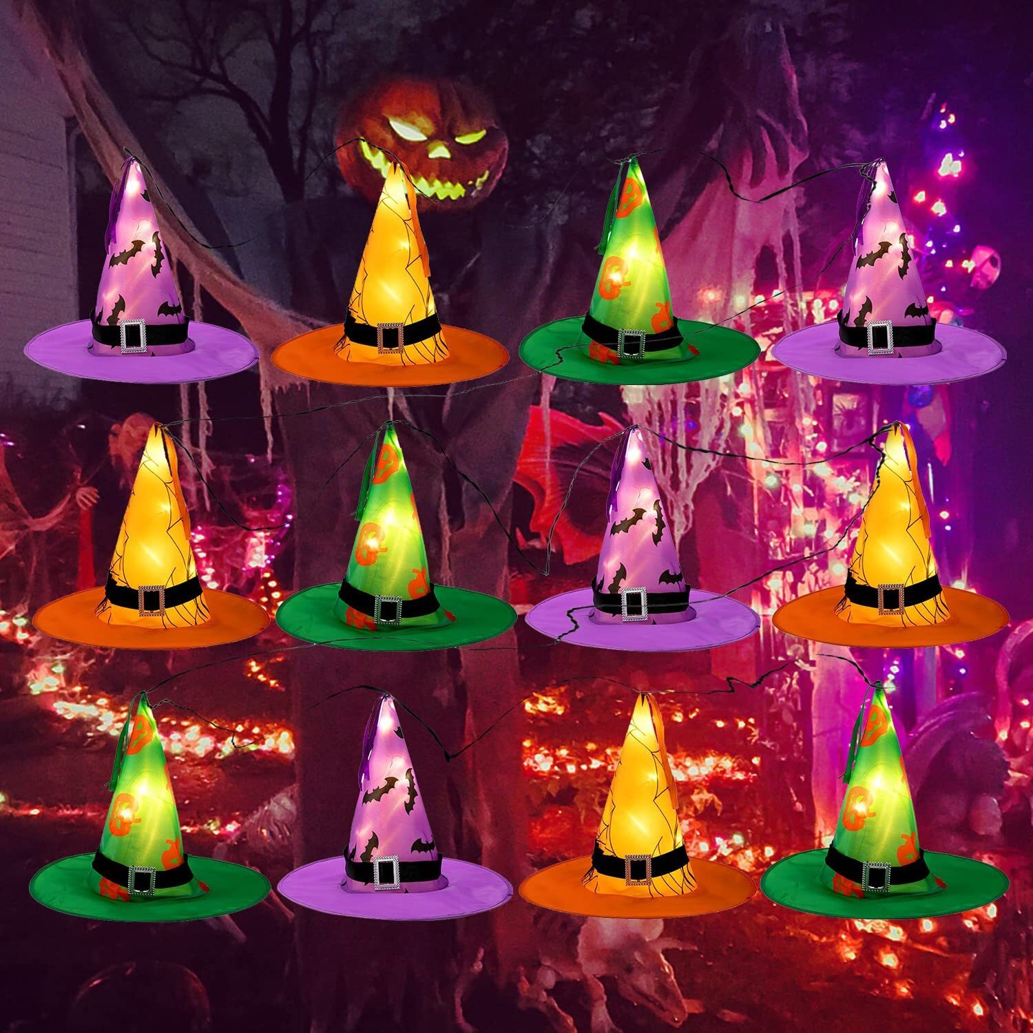 (image for) 12 Piece B/O Witch Hat String Lights