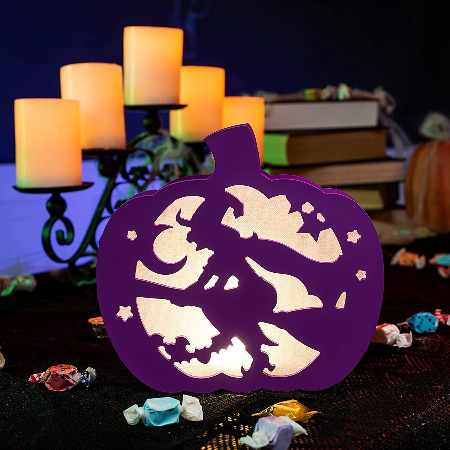 (image for) Lighted Witch Pumpkin Shadow Box