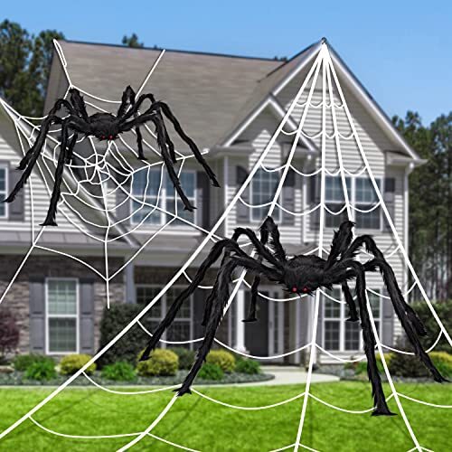 4PC Set - 2 Triangle/Round Spider Webs/ 2 Spiders