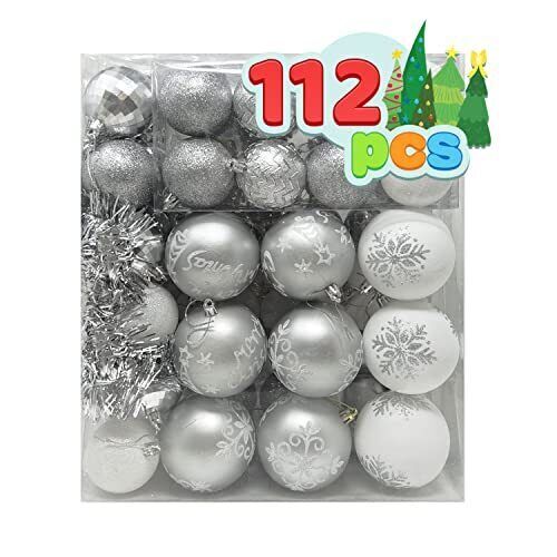 (image for) 112CT Christmas Ornaments - Silver/White