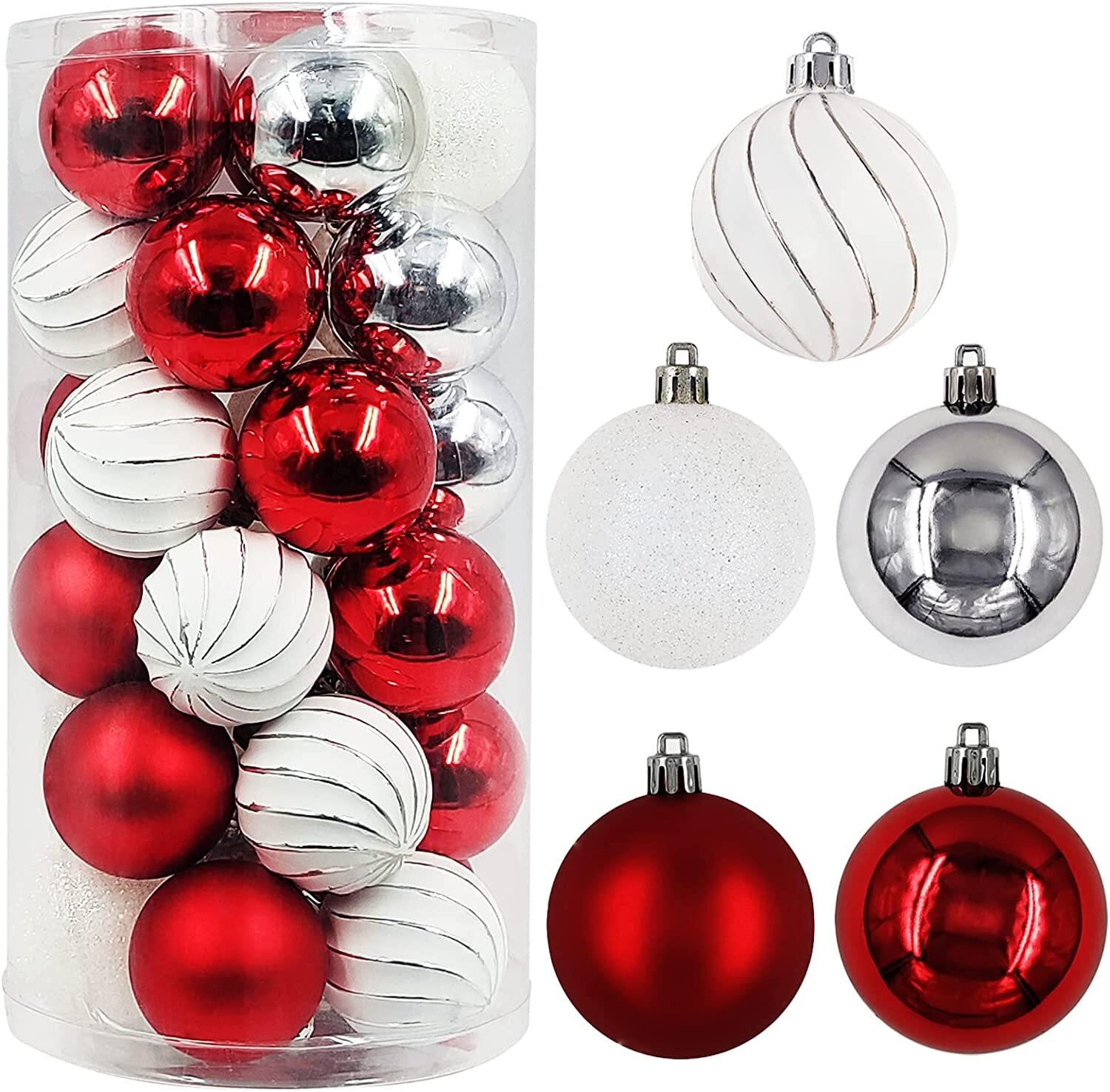 (image for) 30CT 8cm Christmas Ornaments - Red/White