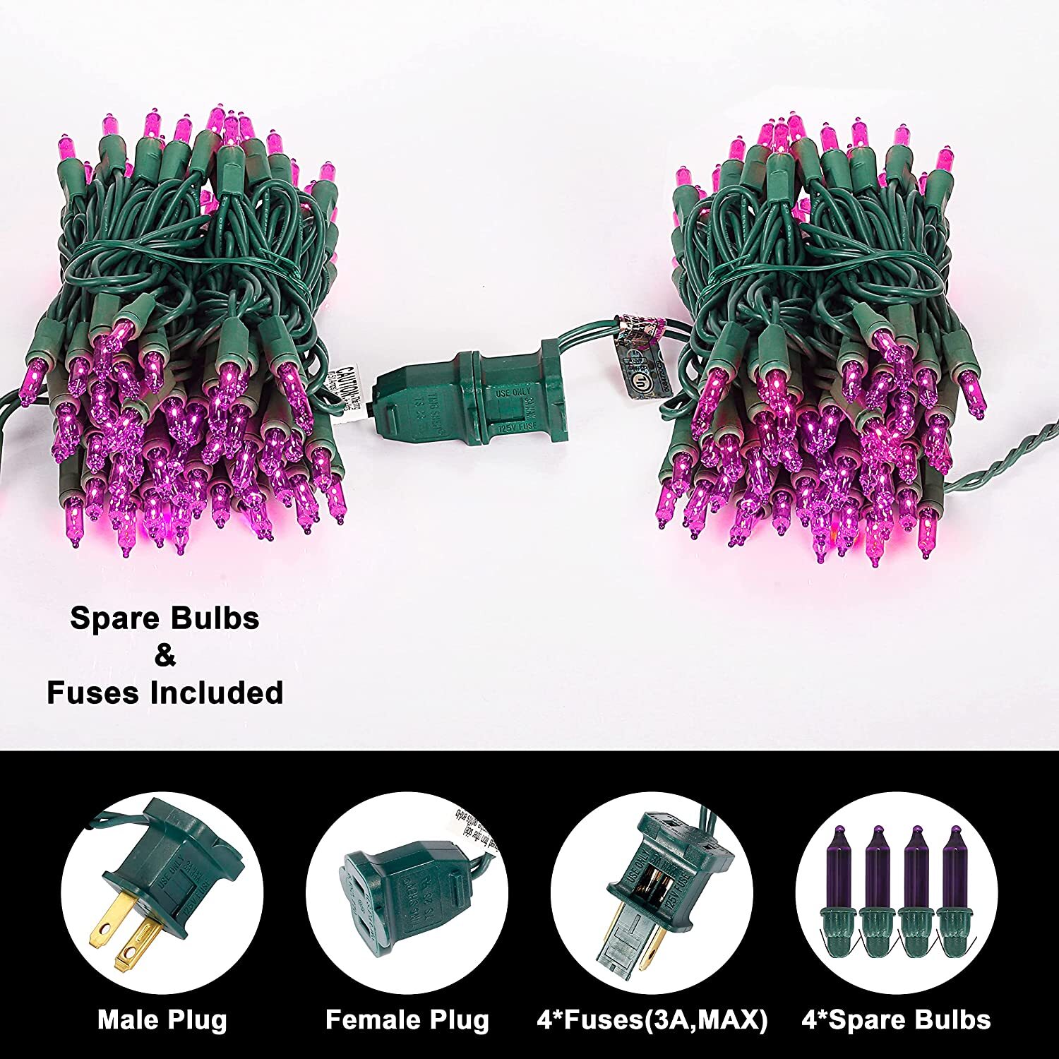 (image for) 300 LED Purple String Lights (Clear Wire)