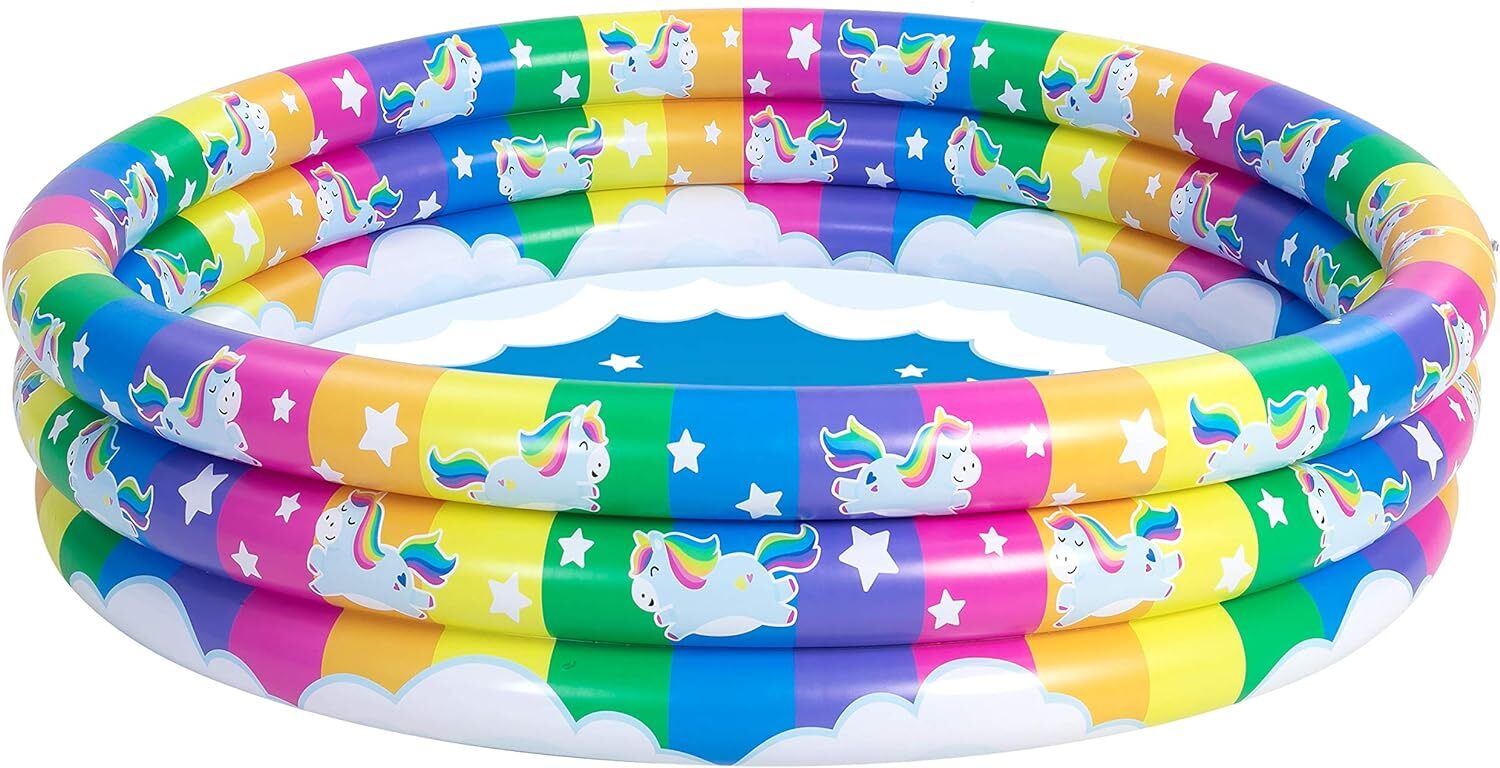 (image for) 58" Inflatable Pool Rainbow With Unicorn