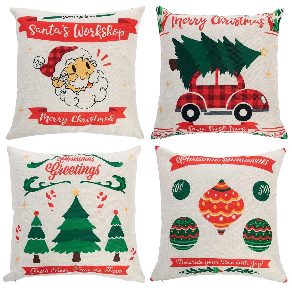 (image for) Set/4 Christmas Farmhouse Pillow Covers