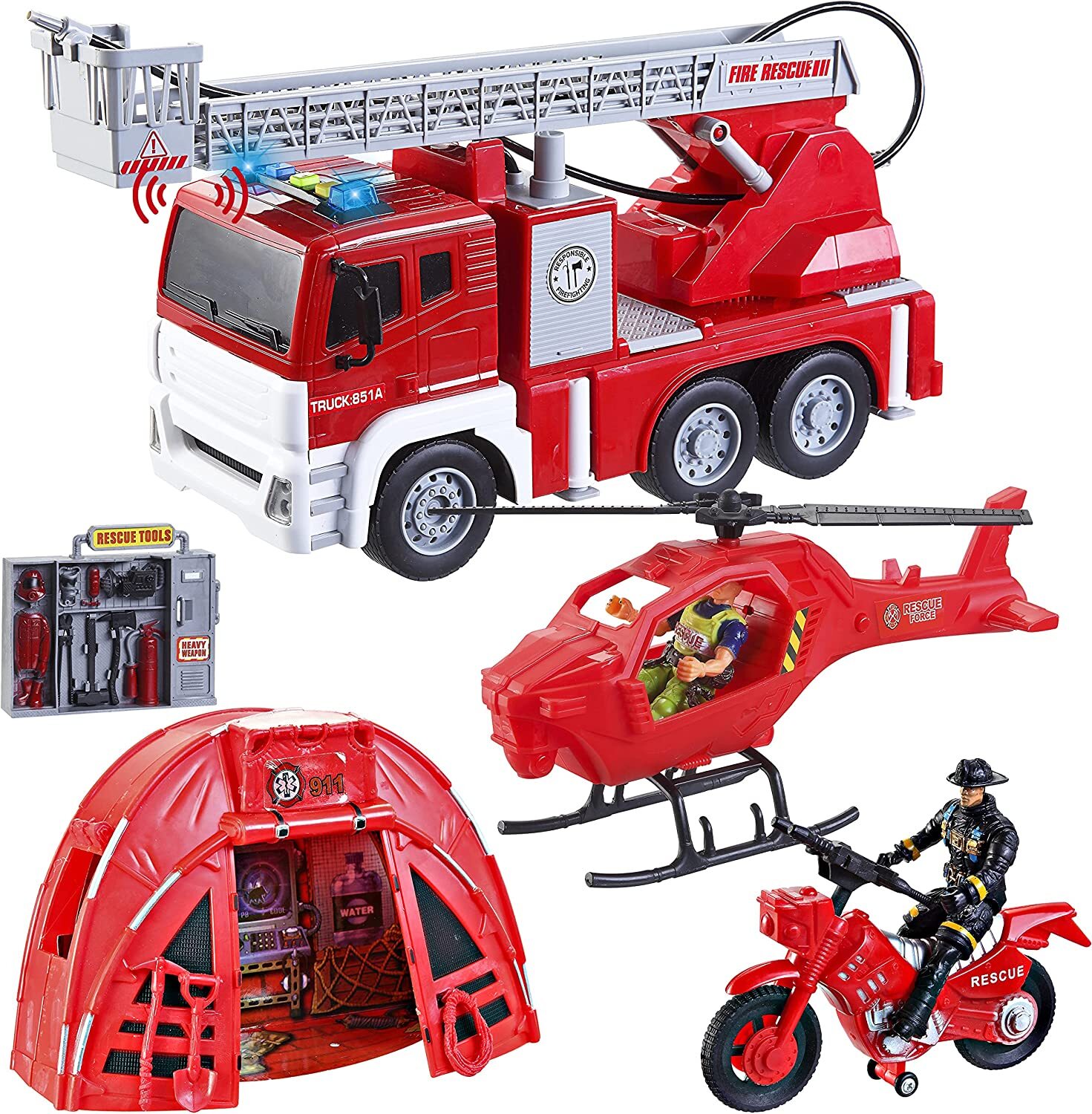 (image for) B/O Fire Station Vehicle Toy Set