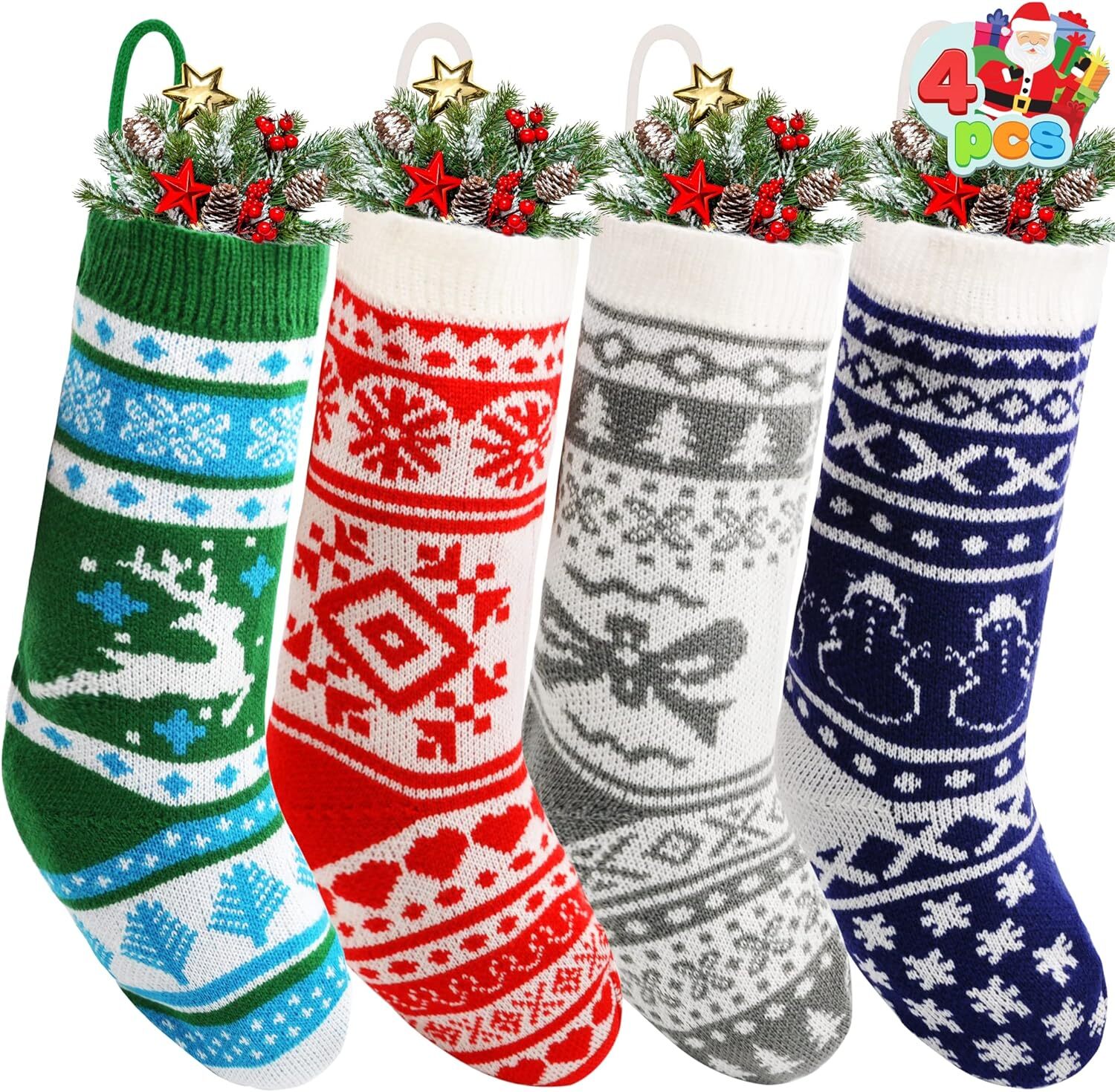 (image for) 18" Christmas Multicolor Knit Stockings Asst