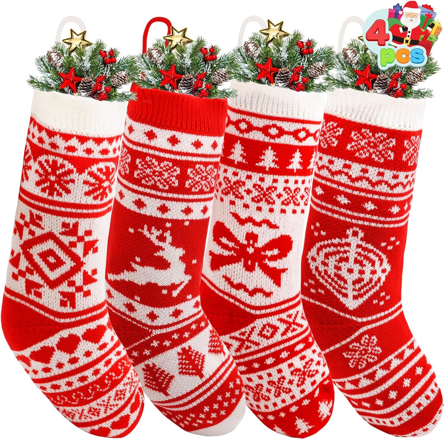 (image for) 18" Christmas Red Knit Stockings Asst