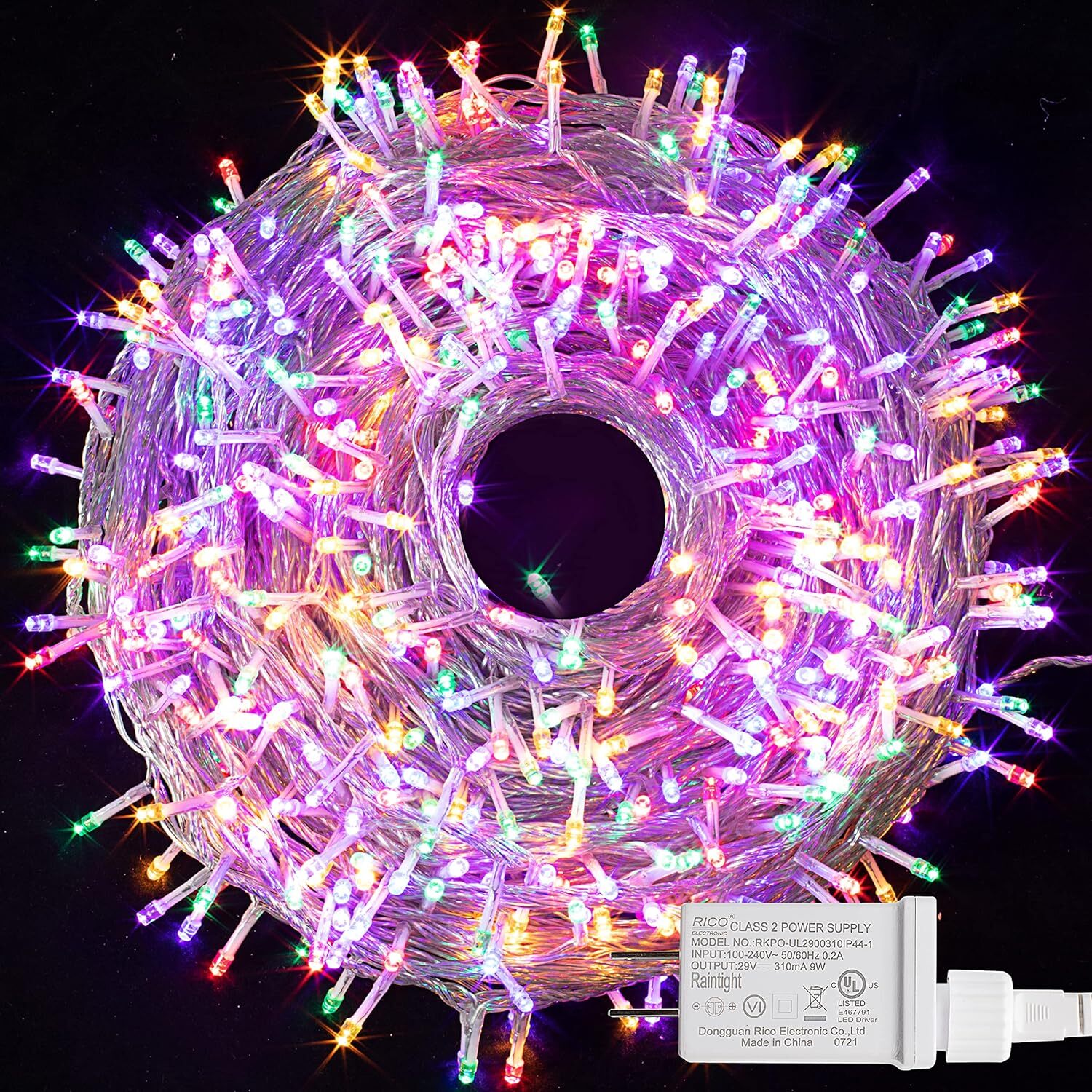 (image for) 600 LED Green Wire String Lights on Reel Warm White