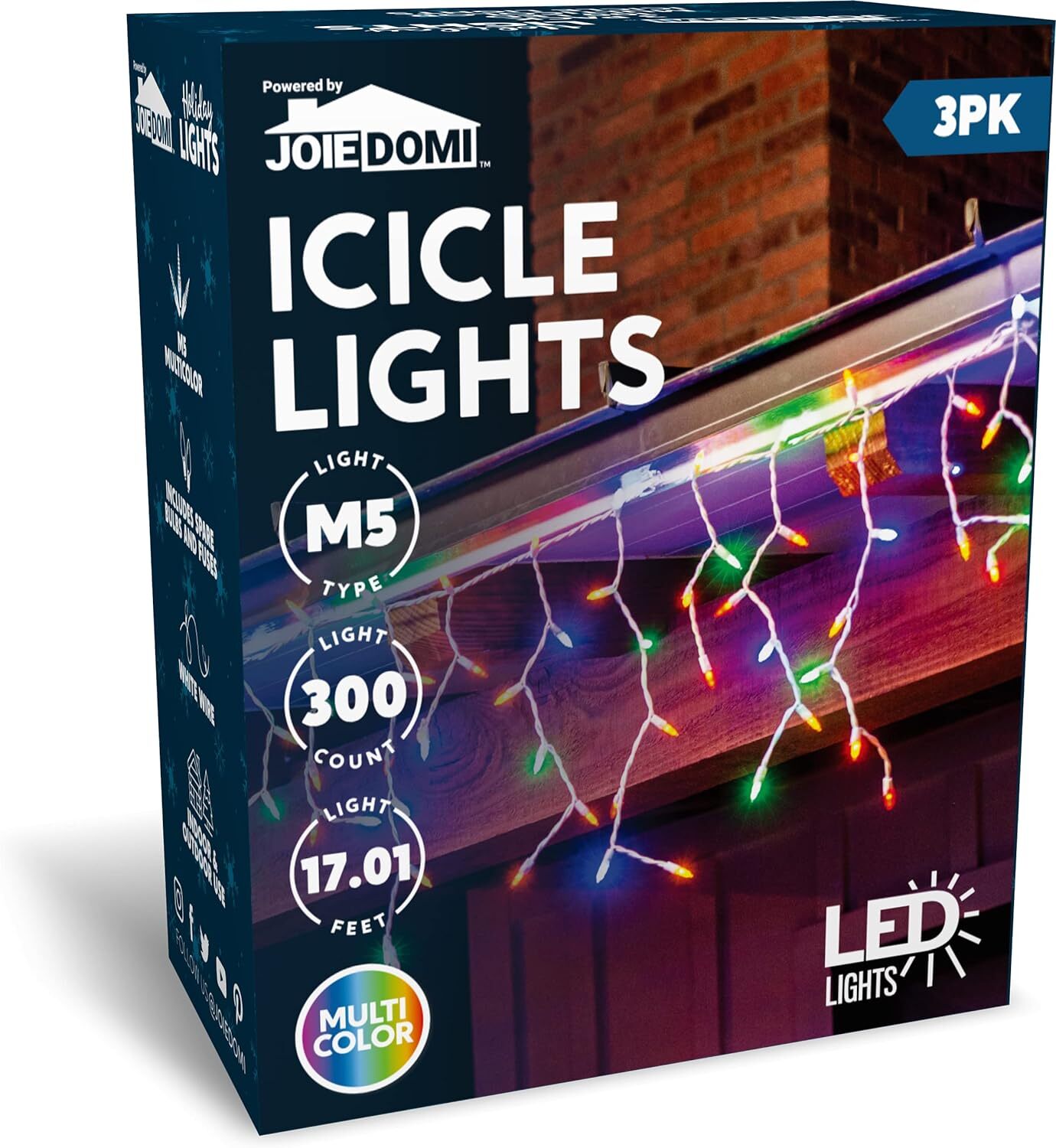 (image for) 300 LED White Wire Icicle Lights Multicolor