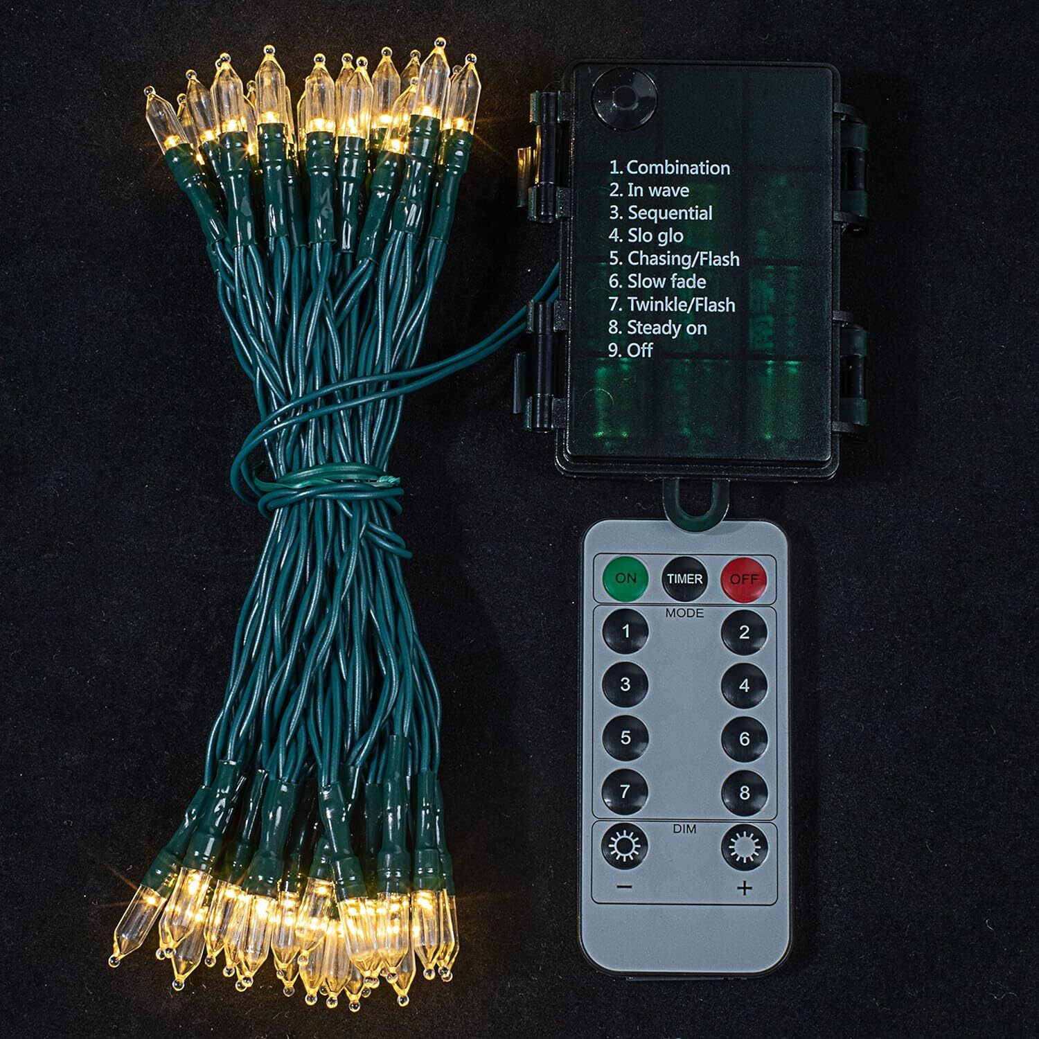 (image for) 50CT Warm White LED C7 Green Wire String Lights