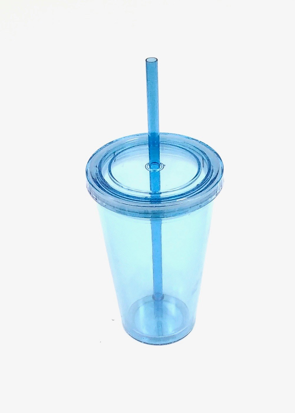 16 Oz Double Wall Acrylic Tumbler w/Straw - ICE BLUE (image for) 16 Oz Double Wall Acrylic Tumbler w/Straw - ICE BLUE