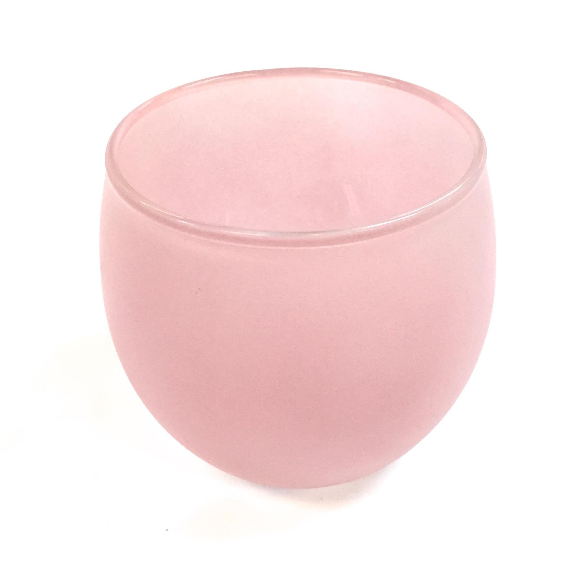 Pink & White Round Glass Votive