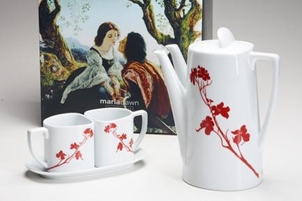 (10-RD) Teapot Set Dogwood Blossom Flame