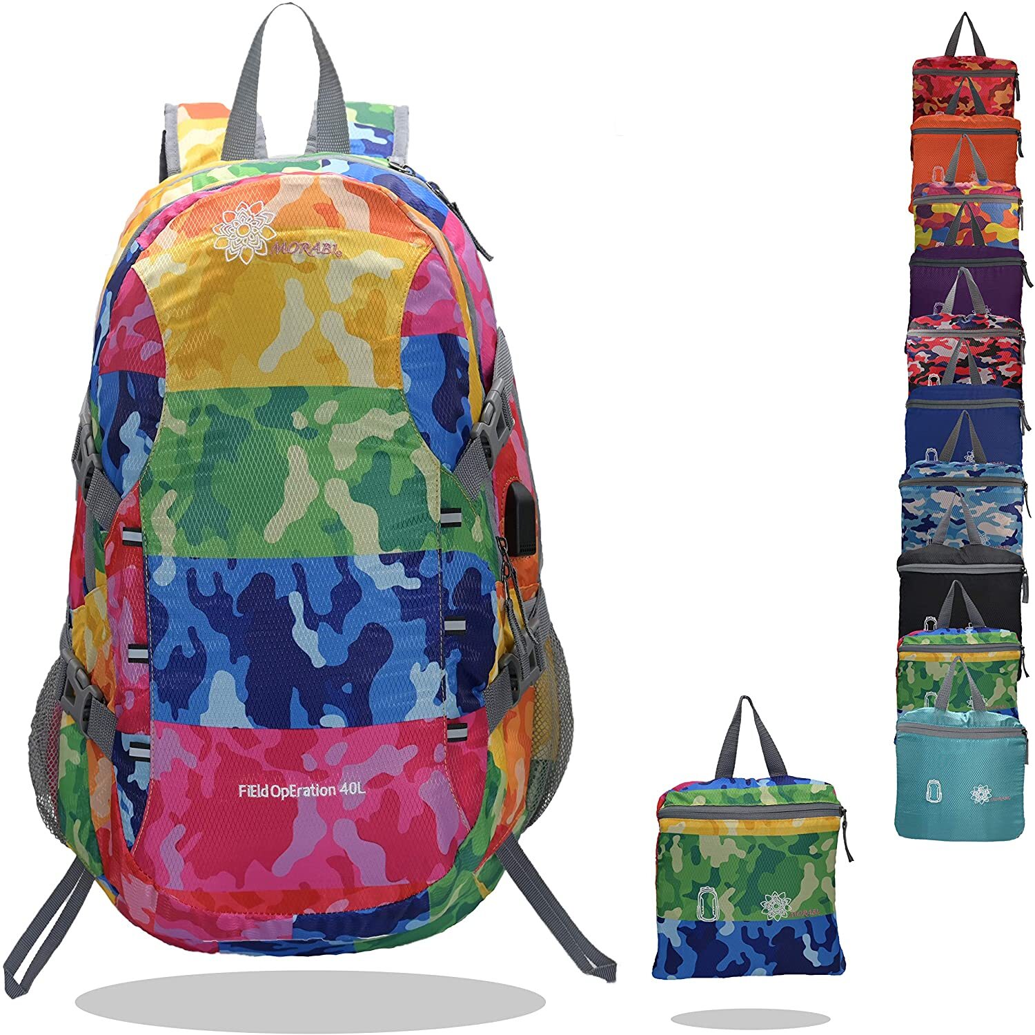 Camping Backpack - Colorful Rainbow Stripe