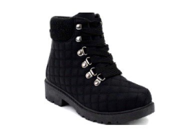 (image for) Childrens Lace Up Quilted Boot Black (SOLID)