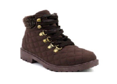 (image for) Childrens Lace Up Quilted Boot Brown (SOLID)