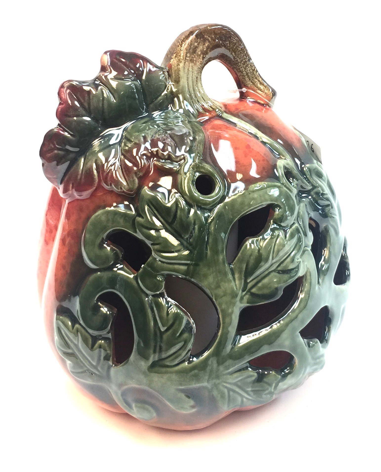 (image for) (20308049B10) Ceramic Vine Luminary Orange Gourd