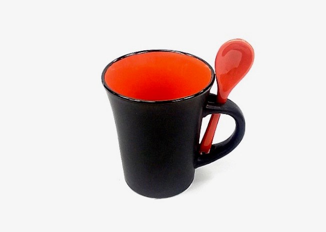 (image for) 8 Oz Orange In/Black Out Spoon Mug