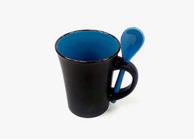 (image for) 8 Oz Aqua In/Black Out Spoon Mug