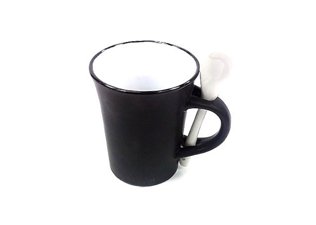 (image for) 8 Oz White In/Black Out Spoon Mug
