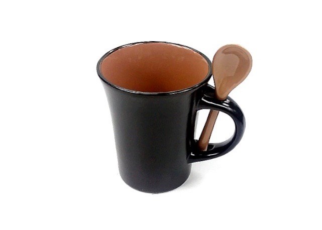 (image for) 8 Oz Lt Brown In/Black Out Spoon Mug