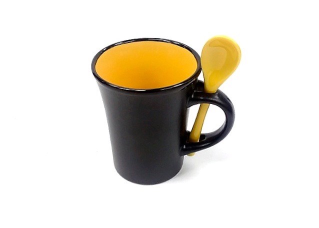 (image for) 8 Oz Yellow In/Black Out Spoon Mug