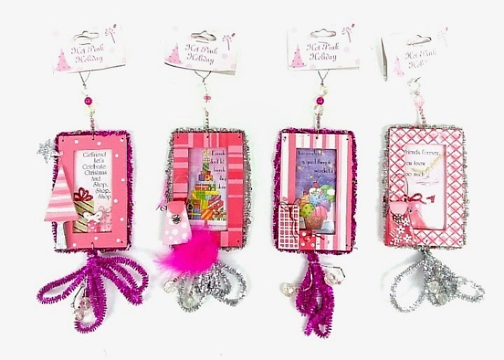 Set/4 Girly Message Ornaments