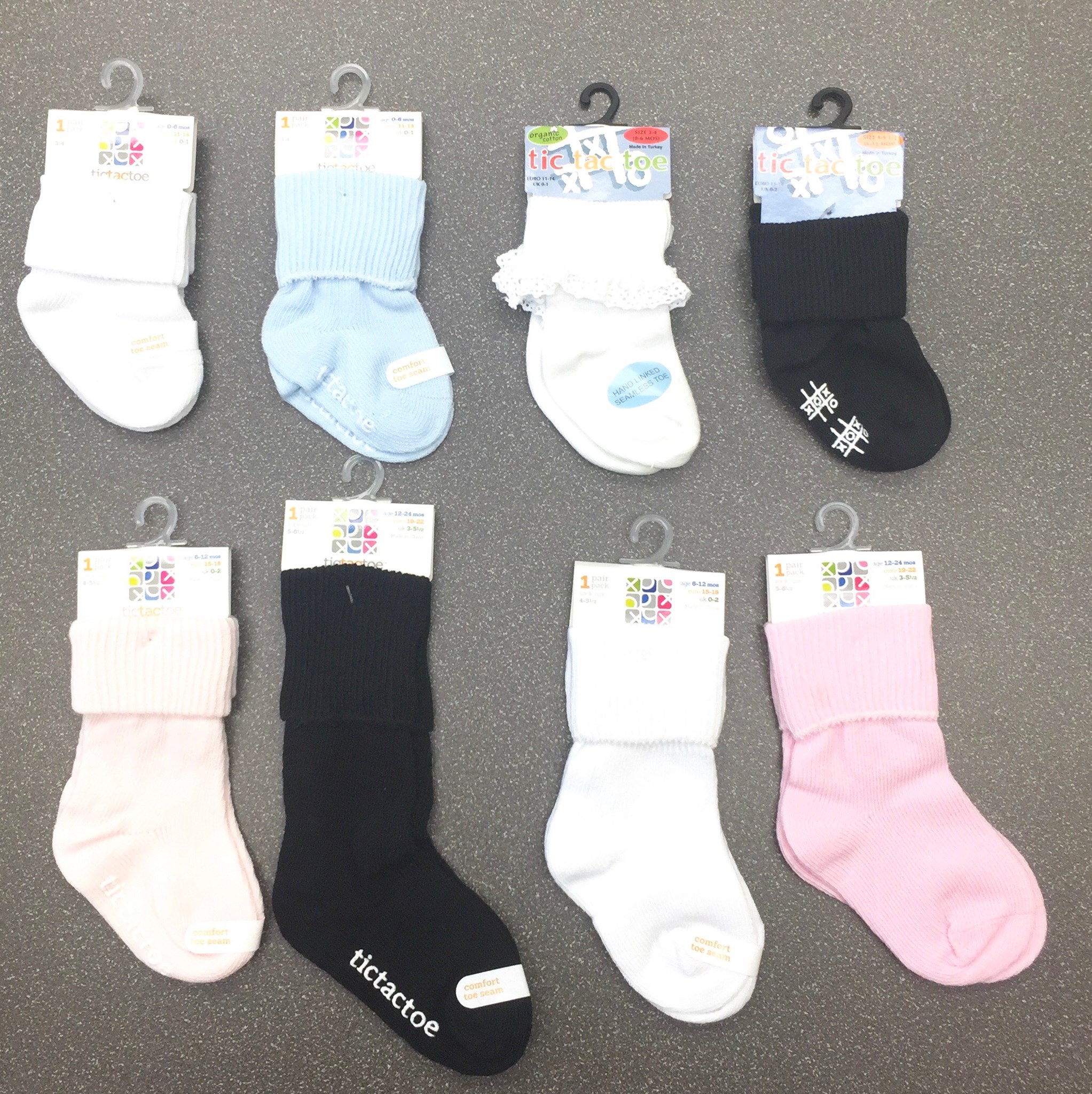 1 Pk Baby Cotton Socks Pink/Wht